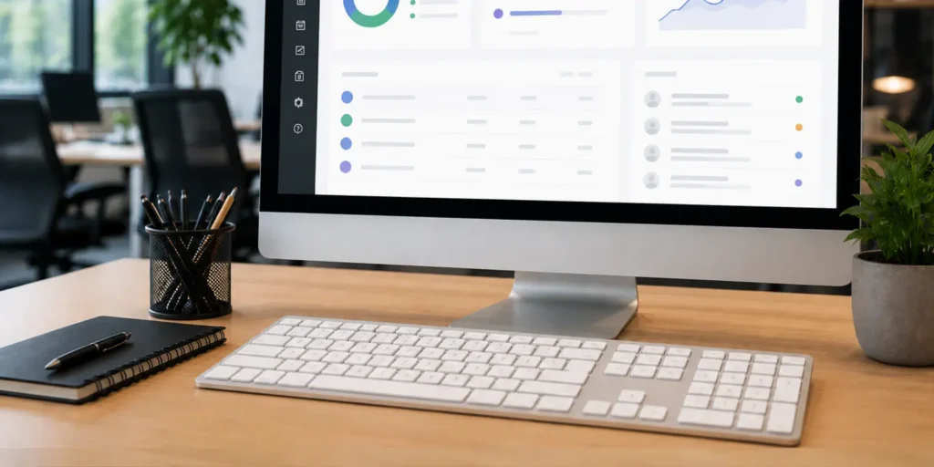 A Zoho like interface on a business computer used to provide Zoho CRM Support