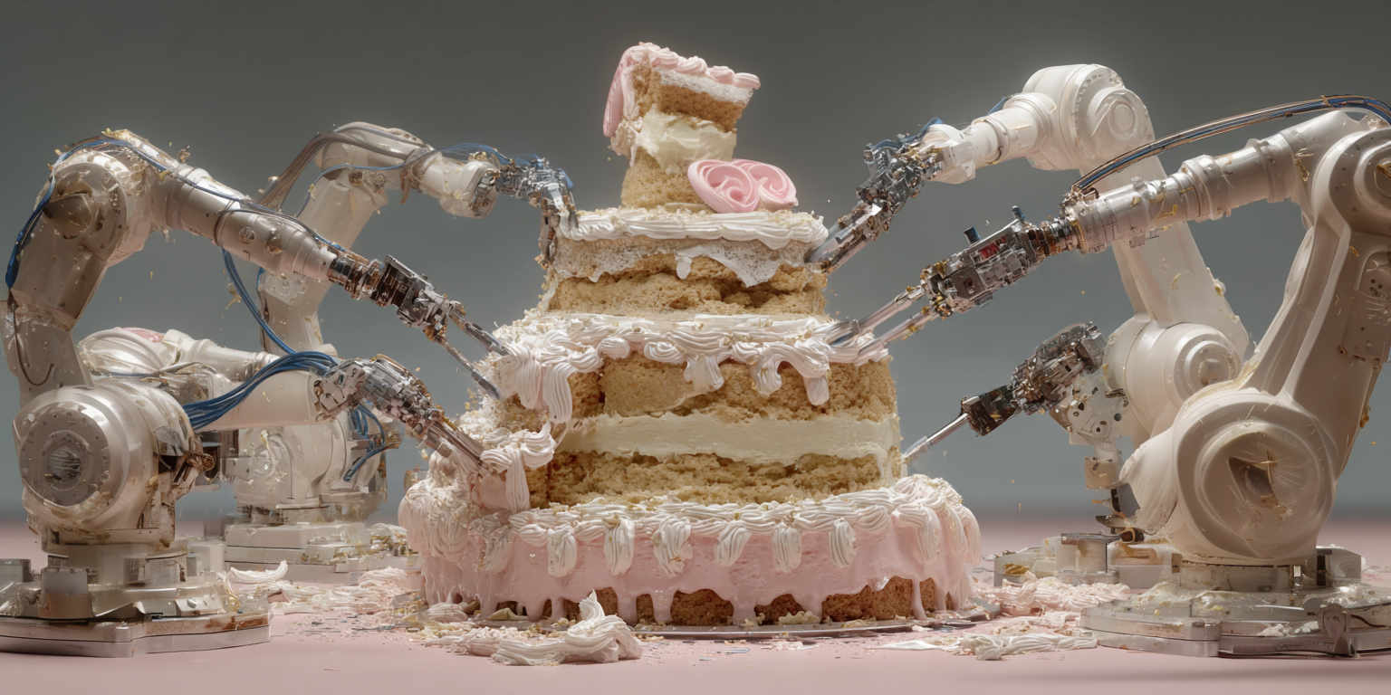 AI marketing tools - cake built by robots